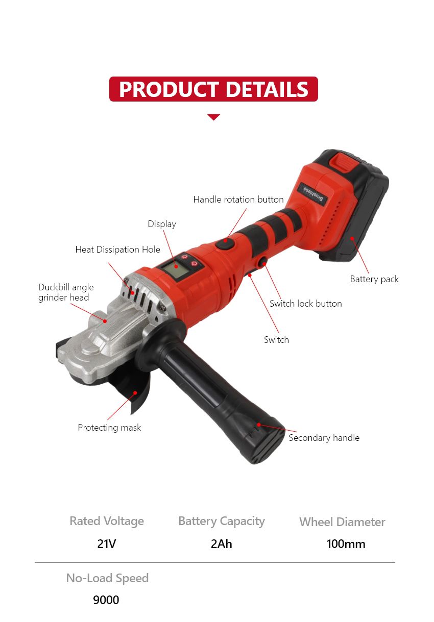 21V 100mm Duckbill Cordless Angle Grinder 21V 100mm Duckbill Cordless Angle Grinder