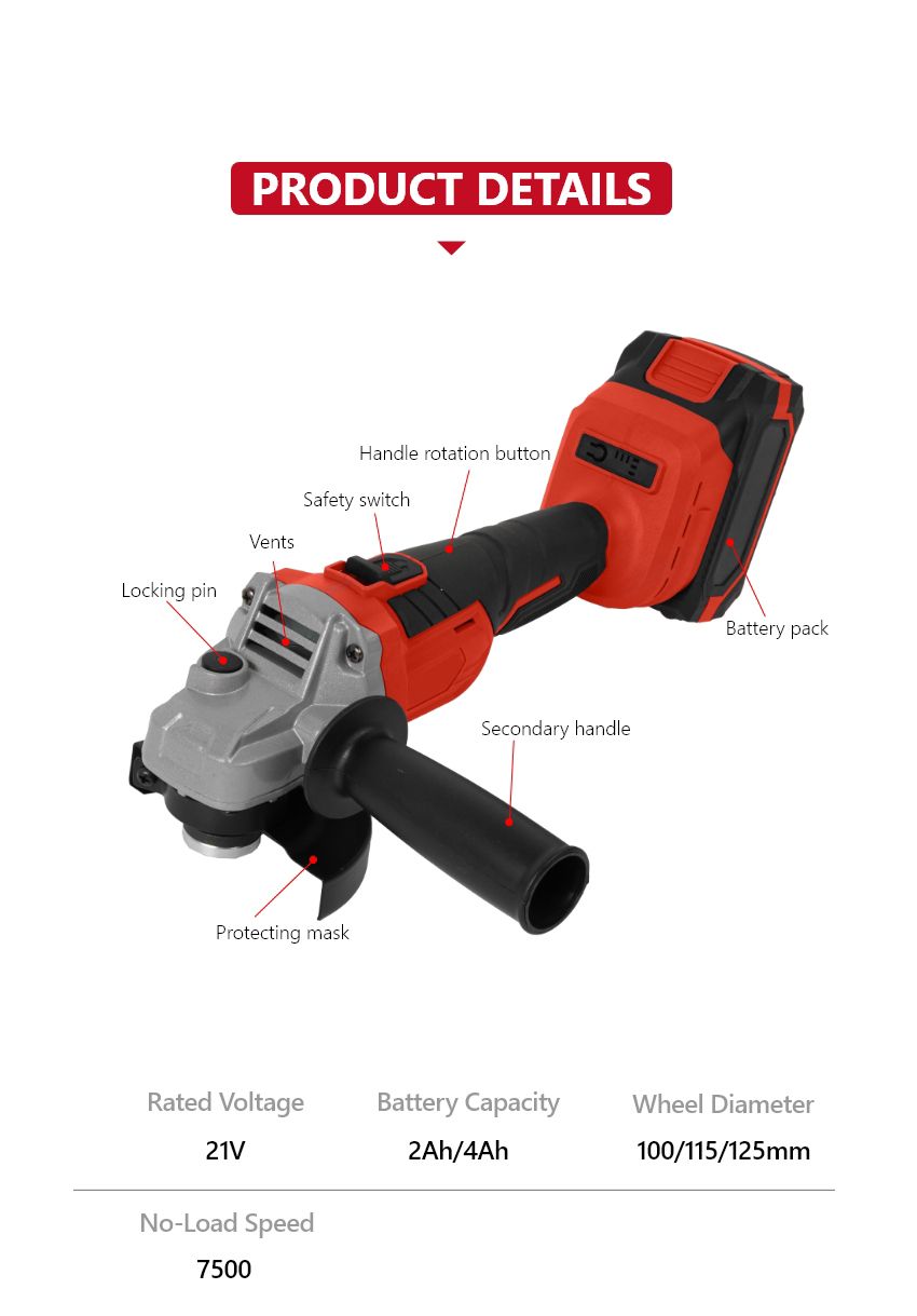 21V 125mm Lithium Angle Grinder 21V 125mm Lithium Angle Grinder