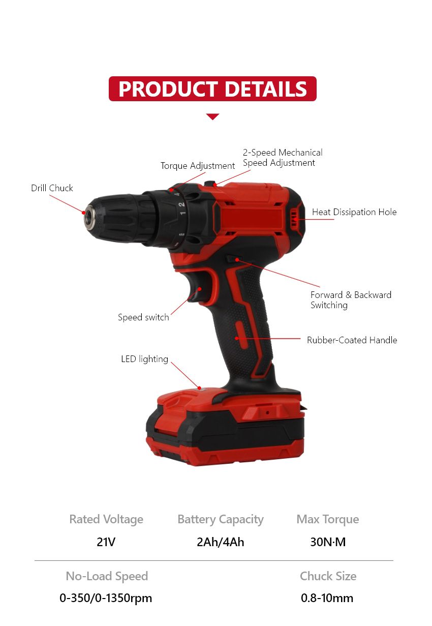 30N•m 21V Cordless Drill