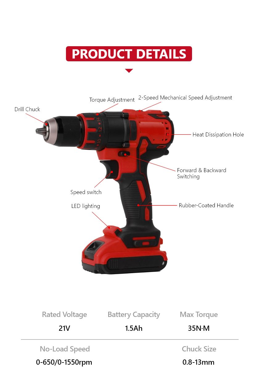 21V 35N•m Cordless Impact Drill 21V 35N•m Cordless Impact Drill
