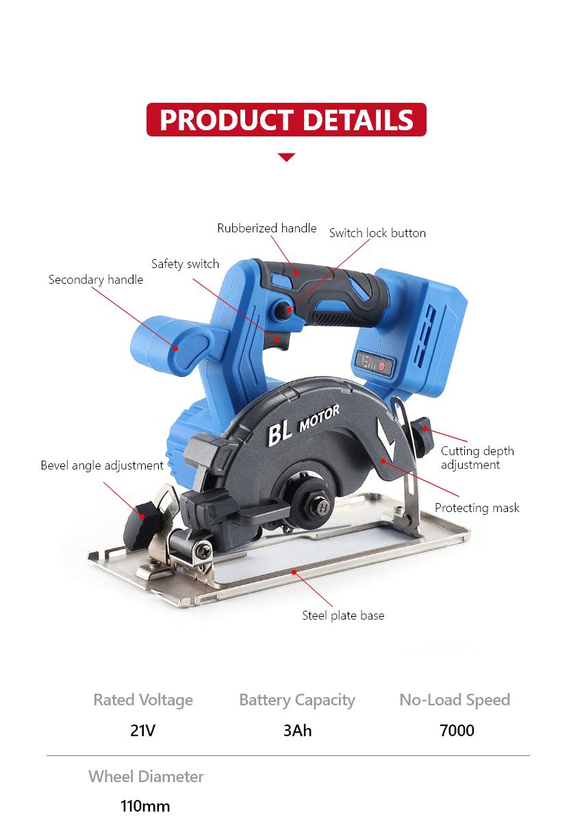 110mm 21V Cordless Circular Saw