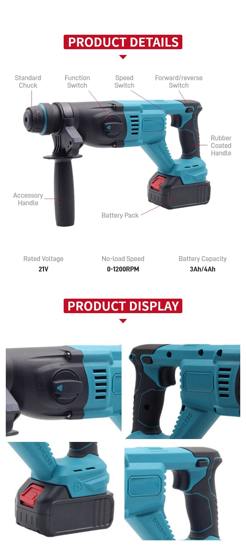 21V Cordless Rotary Hammer P10403 21V Cordless Rotary Hammer P10403
