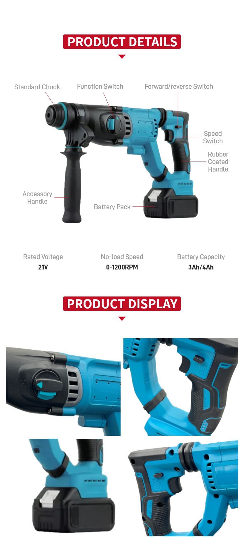 21V Cordless Rotary Hammer P10404 21V Cordless Rotary Hammer P10404