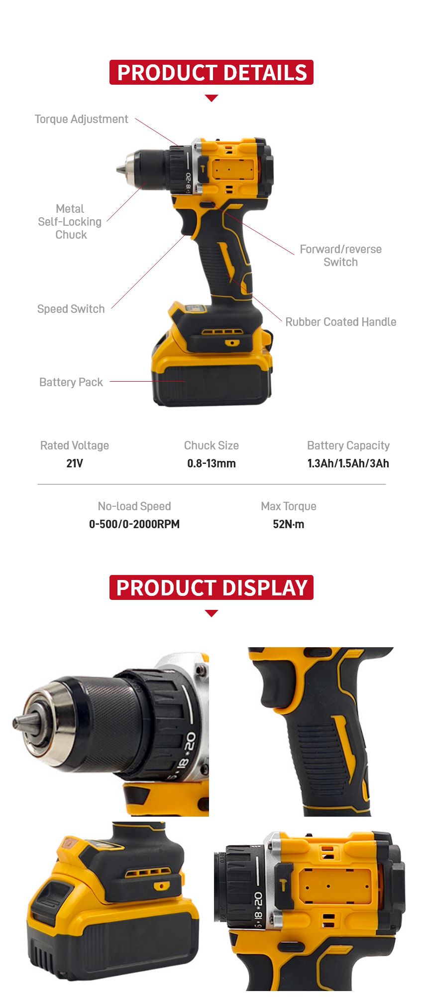 21V 52N·m Cordless Drill P10151 21V 52N·m Cordless Drill P10151
