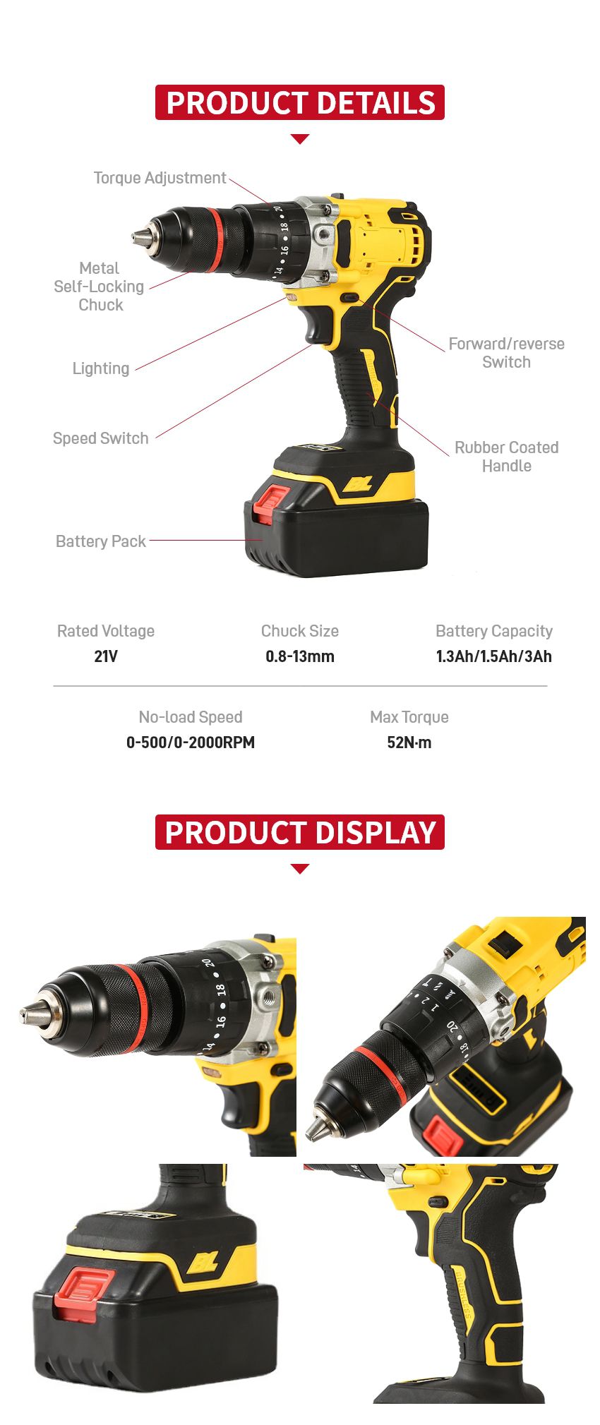 21V 52N·m Cordless Impact Drill P10154 21V 52N·m Cordless Impact Drill P10154