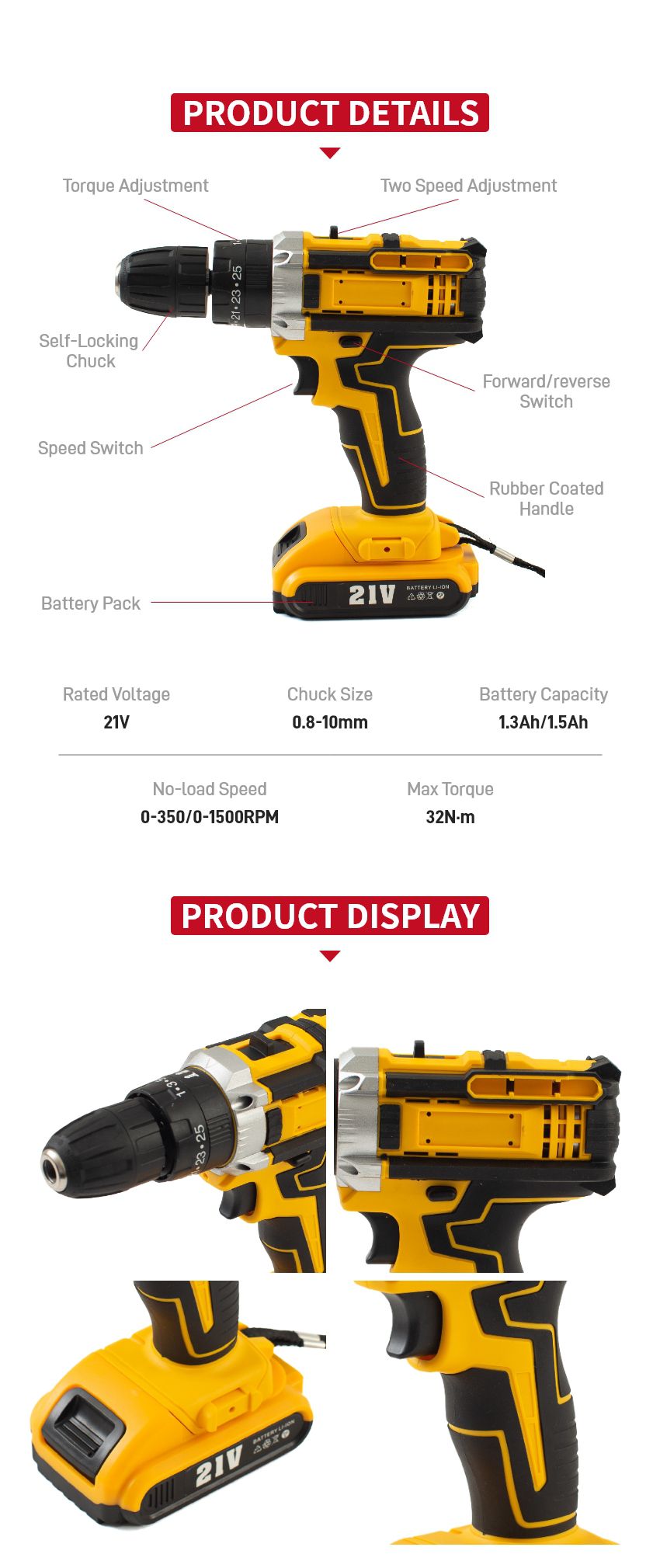 21V 32N·m Cordless Impact Drill P10155 21V 32N·m Cordless Impact Drill P10155