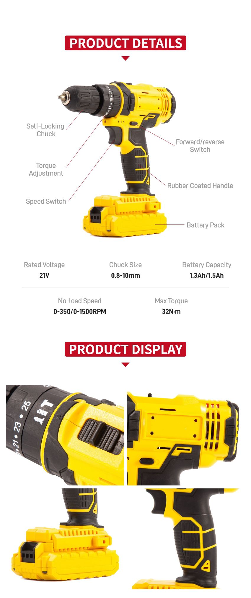 21V 32N·m Cordless Impact Drill P10156 21V 32N·m Cordless Impact Drill P10156