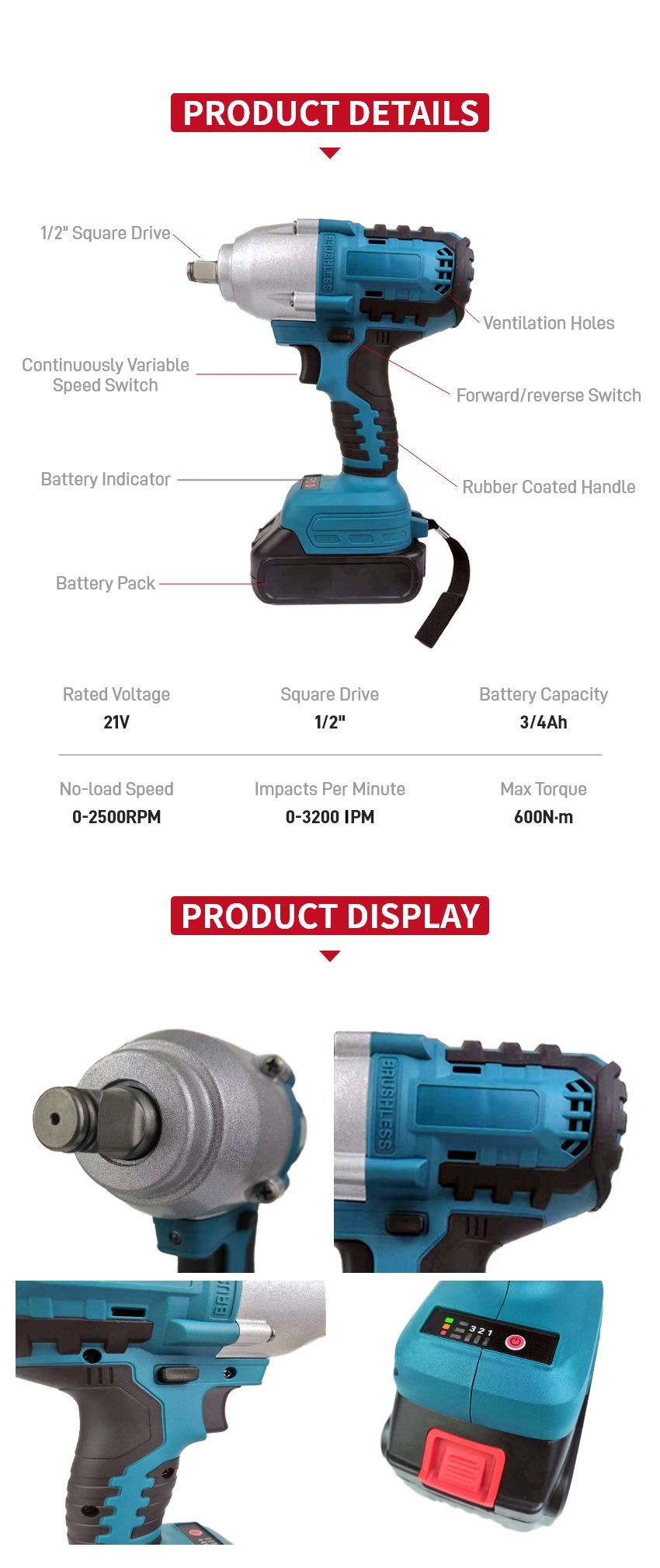 21V 600N·m Cordless Impact Wrench P10314 21V 600N·m Cordless Impact Wrench P10314