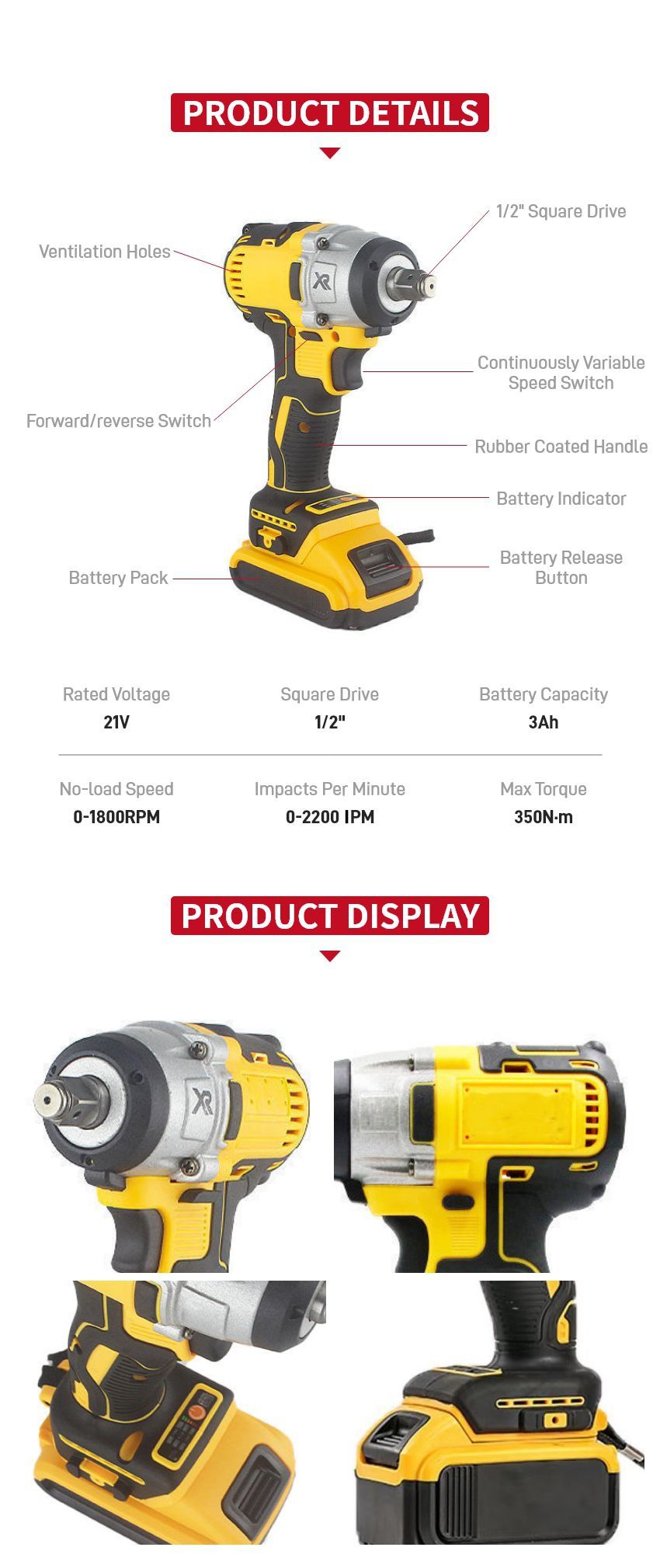 21V 350N·m Cordless Impact Wrench P10323 21V 350N·m Cordless Impact Wrench P10323