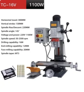 1100W MT3 Brushless 220V Household Drilling Milling Machine Drill Press Micro Machine Tool Tapping Bench Drill