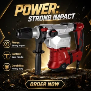 1500W Multifunctional Power Hammer Drill Wall Breaking Drilling Power Tools Portable Electric Impact Hammer Drill