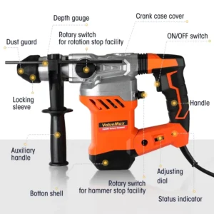1600W Rotary Power Hammer Drills Variable Speed Power Hammer Breaker Drills Tool