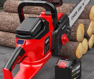 18 Inch 42V Cordless Chainsaw 40 Cell Large Battery Household Logging Saw 2 Batteries 3 Chains 1 Chargers