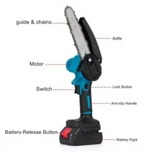 2 Batteries Optional Popular 6 Inch Rechargeable Battery Operated Chain Saw 21V Hand Mini Electric Chainsaw Machine
