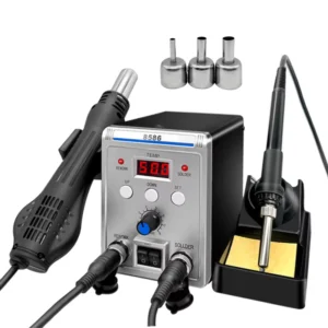 2 In 1 Rework Soldering Station 700W Hot Air Heat Gun and Soldering Iron Station with Adjustable Temperature for Repairing