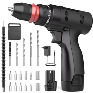 2-in-1 16.8V Cordless Drill & Hammer Set Electric Mini Power Drill with Electric Motor Battery Powered Screwdriver Drill