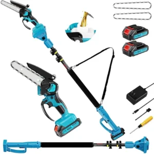 2 in 1 6 Mini Chainsaw Electric Pole Saw 21V Cordless Battery Powered 700W Lightweight Tree Trimming Tool for Small Branches