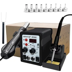 2 in 1 Rework Soldering Station 700W Hot Air Heat Gun and Soldering Iron Station with Adjustable Temperature for Repairing