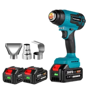 2000W 550c Cordless Handheld Hot Air Gun with 3 Nozzles Temperature Adjustable Electric Heat Gun for 18V Battery
