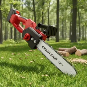 2000W Brushless Lithium Ion Cordless Electric Chain Saw Household Chainsaw 12 Inch Logging Saw One Battery