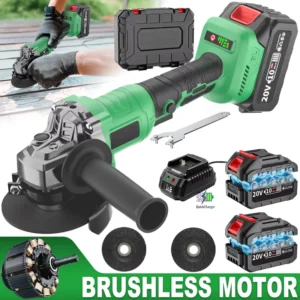 20V Brushless Angle Grinder Cordless 8100rpm Industrial DIY Grade Battery Powered Tool Includes Grinding Wheel