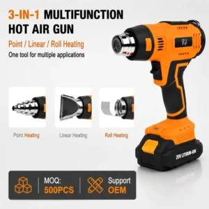 20V Lithium Ion Battery Hot Air Gun Rechargeable Portable Cordless Electric Heat Gun with LCD