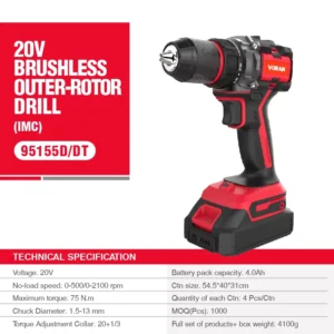 20V Power Drills Brushless Motor Drilling Machine With Battery Cordless Impact Drill Power Tool Set
