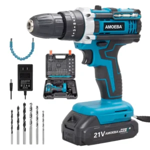 21V Brushed Cordless Drill High Torque Lithium Ion Electric Screwdriver Power Drill for DIY Construction