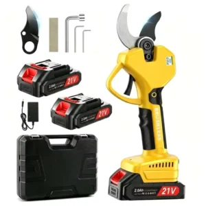 21V Brushless Electric Pruning Shears 2.0Ah Lithium Battery Powered Garden Branch Cutter Heavy Duty Fruit Tree Pruner