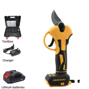 21V Cordless Battery Powered Industrial Pruning Shears 25mm Cutting Capacity Ambidextrous Design Stainless Steel Blade Brush