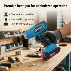 21V Cordless Heat Gun 350W Digital Display 20-600℃ Portable Hot Air Gun for Shrink Wrap & PVC Pipe with Nozzles