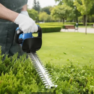 21V Cordless Hedge Trimmer 22 Inch Dual Action Blade Electric Bush Cutter with 2 Batteries for Garden Landscaping