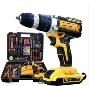 21v Drill Digital Angle Machine and Cordless Hammer Set Keyless Chuck Power Source Battery