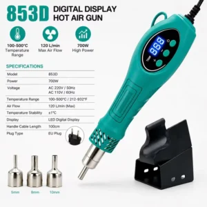 220V 853D 700W Digital BGA Rework Soldering Station Portable Hot Air Welding Heat Gun