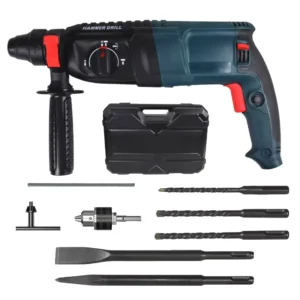 220V Industrial High Power Light Duty Electric Demolition Hammer Rotary Concrete Breaker SDS Chuck Impact Drill Set DIY 26mm