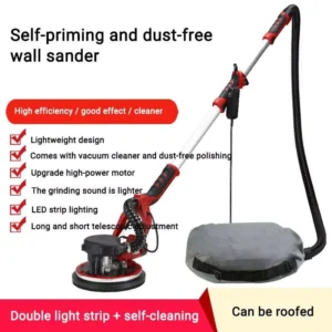 225MM Wall Grinding Machine Variable Speed Handheld Machine Putty Self priming Wall Polishing Sanders with Light Long Pole