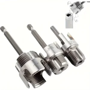 3pcs 1 2” 3 4” 1” Inch PVC Internal and External Thread Fast Thread Tap Pipe Threader for Plumbing Repair