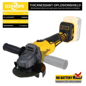4 1 2″ & 5″ Cordless Angle Grinder Heavy Duty Alloy Steel Compact Grinder With Non Locking Paddle Switch