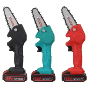 4 Inch Brushless Lithium Ion 220V Rechargeable Electric Chainsaw Wood Home Mini Saw Outdoor Portable Logging Power Tool
