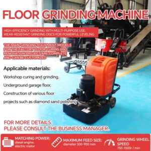 400mm Working Diameter Concrete Floor Grinder Epoxy Coating Removal Dust Suction Grinder Garage Floor Renovation