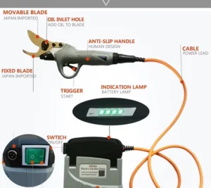 40v 35mm Li ion Battery Powered Portable Professional Cordless Electric Garden Scissors Pruning Shears