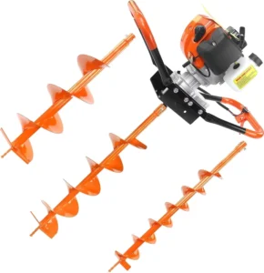 52CC 2 Stroke Gas Powered Earth Auger Post Fence Hole Digger + 4″ 6″ 8″ Auger Drill Bits Petrol Drill Borer for Garden & Lawn