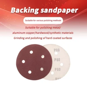 5Inch 125mm 5 Holes Hook and Loop Red Abrasive Paper Aluminum Oxide Sanding Disc Sandpaper for Metal Wood Polishing Grinding