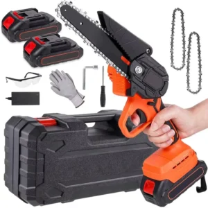 6 Inch 21V Portable Handheld Electric Tree Wood Cutting Cordless Chain Saw Machine Mini Lithium Electric Chainsaw Battery