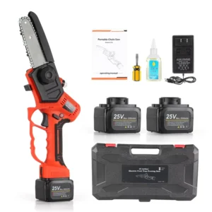 6 Inch Electric Chainsaw with Plastic and Rubber Handle Battery Powered DIY Handheld Saw for Wood Cutting and Tree Trimming