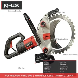 6000W 3000RPM Concrete Ring Saw 410mm Blade 300mm Depth Brushless Handheld Electric Wall Cutter CE