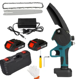 8 Inch 21V Brushless Rechargeable Lithium Battery Electric Chainsaw Household Handheld Small Woodworking Garden Logging Saw