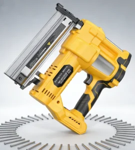 Battery Powered Cordless Nail Gun Holds 1000 Nails Features Adjustable Depth for Woodworking Projects