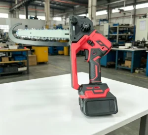 Battery Powered Mini Chainsaw 8 Inches 90 Degree Pivoting Lightweight Handheld Electric Saw for Tree Trimming