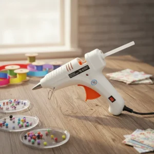 Black White Electric DIY Hot Melt Glue Gun 100W Hot Pistol with 1/2 in Diameter & 10 Length Glue Sticks Blister Card Packaging